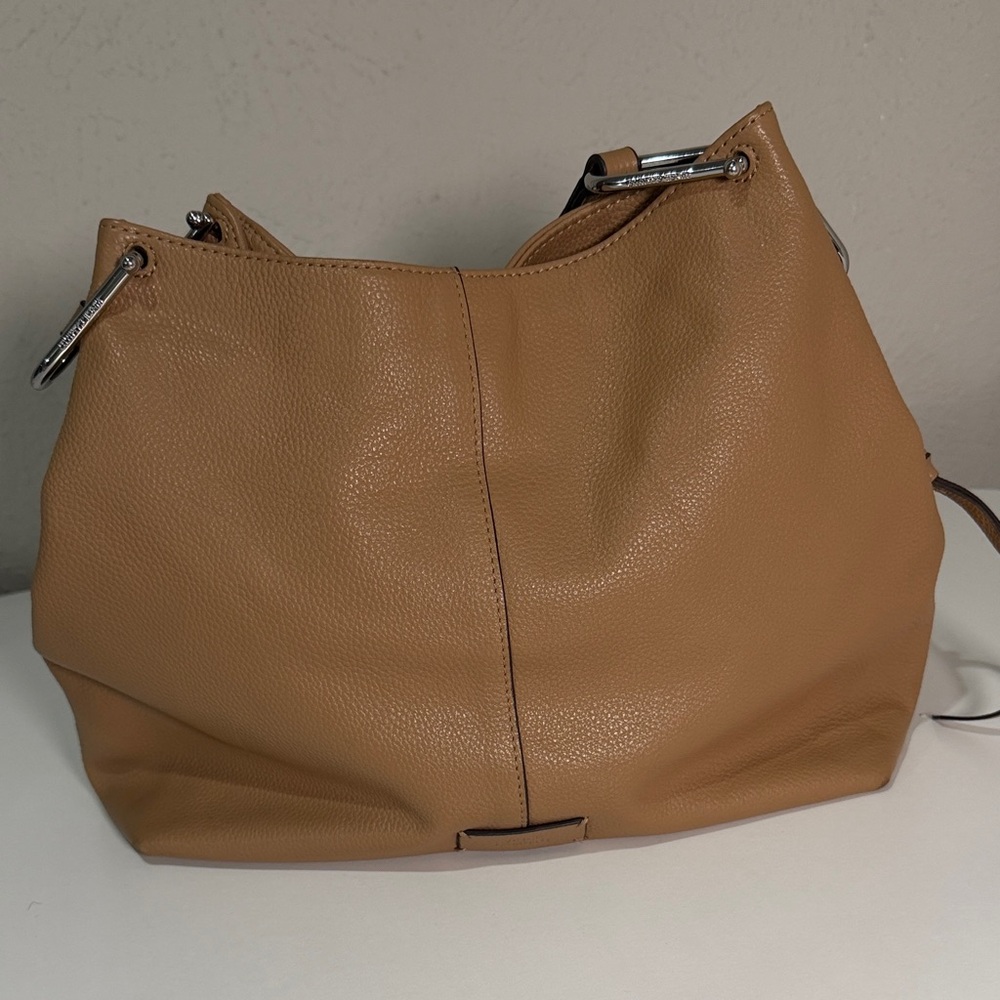 Soft Pebbled Shoulder Bag in Tan - Women